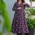 Floral printed rayon v neck navy-blue anarkali set
