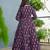 Floral printed rayon v neck navy-blue anarkali set
