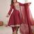 Mroon designer flared top with tulip dhoti & dupatta set