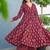 Floral printed rayon v neck maroon anarkali set