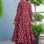 Floral printed rayon v neck maroon anarkali set