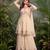 Cream premium chinon sharara suit set with border dupatta