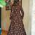 Floral printed rayon v neck black anarkali set