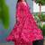 Floral printed rayon v neck pink anarkali set