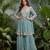 Sky blue premium chinon sharara suit set with border dupatta