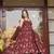 Floral printed muslin v neck maroon anarkali set