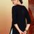 Women navy blue ethnic motifs embroidered chikankari rayon cotton short kurti