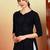 Women navy blue ethnic motifs embroidered chikankari rayon cotton short kurti