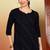 Women navy blue ethnic motifs embroidered chikankari rayon cotton short kurti