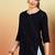 Women navy blue ethnic motifs embroidered chikankari rayon cotton short kurti