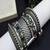 5 Oxidized Silver Bangles, Boho Tribal Kada Bracelet Stack, Multi Gemstone Ethnic Indian Jewelry