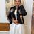 Black navratri embroidered denim koti with mirror work & kodi lace