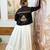 Black navratri embroidered denim koti with mirror work & kodi lace