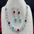multicolor crystal choker necklace and drop earrings set, silver bridal jewellery