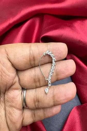 silver marquise cz nose ring, maharashtrian bridal nath, wedding jewellery