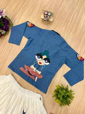 Blue navratri embroidered denim koti 5