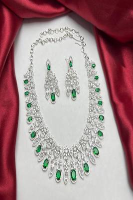 emerald green marquise crystal bridal jewellery set, statement necklace earrings 3