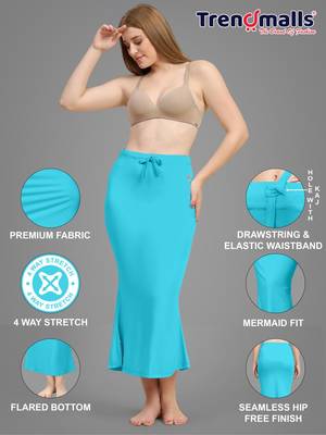 Turquoise women's lycra spandex saree shapewear petticoat for women 5