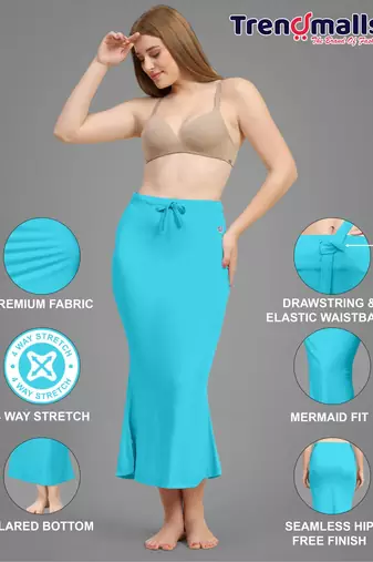 Turquoise women's lycra spandex saree shapewear petticoat for women