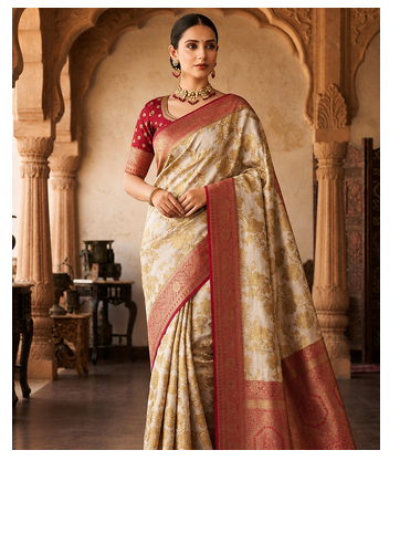 White-Red Color Binni Weaving Jari Jaqurad Jaal Design Viscose Dola Silk Pattu Saree 1