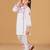 Girls white floral embroidered chikankari pure cotton tie-up kurti & palazzo set for kids