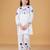 Girls white floral embroidered chikankari pure cotton tie-up kurti & palazzo set for kids