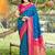 Royal blue & rani pink banarasi silk blend saree with zari woven border