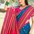 Royal blue & rani pink banarasi silk blend saree with zari woven border