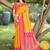 Mustard & rani pink banarasi silk blend saree with zari woven border