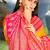 Mustard & rani pink banarasi silk blend saree with zari woven border