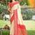 Off white & red banarasi silk blend saree with zari woven border