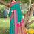 Teal & rani pink banarasi silk blend saree with zari woven border