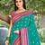 Teal & rani pink banarasi silk blend saree with zari woven border