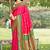 Rani pink & green banarasi silk blend saree with zari woven border