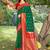 Dark green & red banarasi silk blend saree with zari woven border