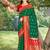 Dark green & red banarasi silk blend saree with zari woven border