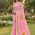 Light pink linen cotton blend saree with floral woven pallu & zari border