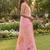 Light pink linen cotton blend saree with floral woven pallu & zari border