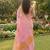 Light pink linen cotton blend saree with floral woven pallu & zari border