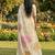 Off white linen cotton blend saree with floral woven pallu & zari border