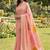 Peach linen cotton blend saree with floral woven pallu & zari border