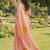 Peach linen cotton blend saree with floral woven pallu & zari border