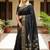 Black silk blend saree with silver zari horse motif