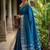 Royal blue silk blend saree with silver zari horse motif