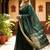 Dark green silk blend saree with silver zari horse motif