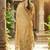 Beige silk blend saree with silver zari horse motif