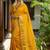 Mustard silk blend saree with silver zari horse motif