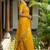 Mustard silk blend saree with silver zari horse motif