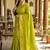 Light green silk blend saree with silver zari horse motif