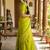 Light green silk blend saree with silver zari horse motif